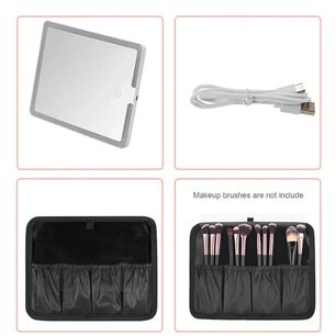 Cosmetiquero Organizador Port&aacute;til Con Espejo Luz Led Color Rosado.