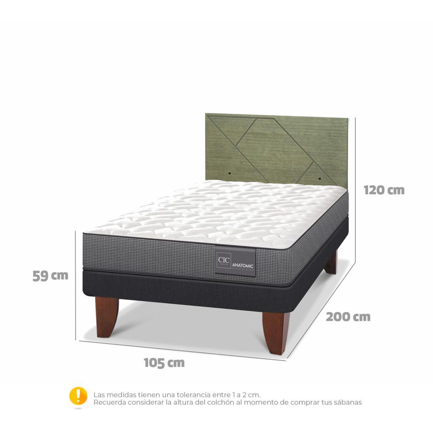 Cama Europea Cic Anatomic / 1.5 Plazas / Base Normal + Respaldo image number 4.0