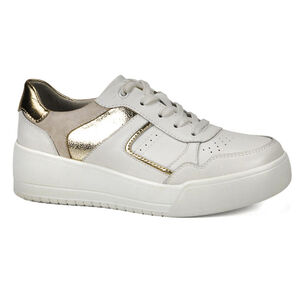 Zapatilla Cuero Arden Blanco Dorado