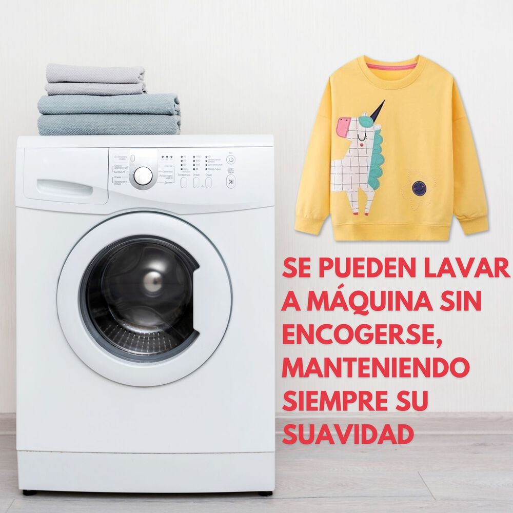 Poler&oacute;n Ni&ntilde;a Manga Larga 100% Algod&oacute;n Amarillo Unicornio image number 4.0