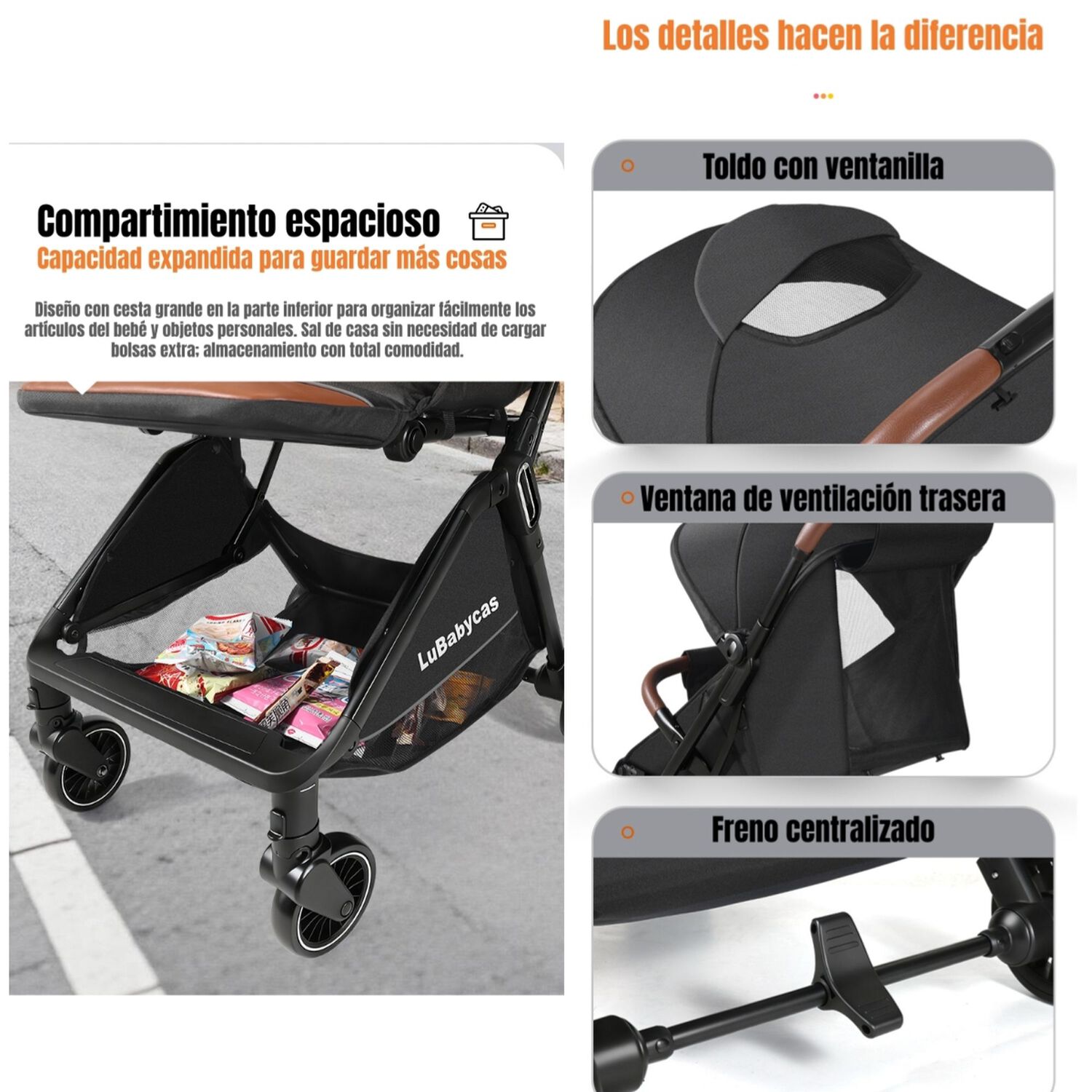 Coche De Paseo Lubabycas Elegante De Aluminio 0-3 A&ntilde;os Find image number 7.0