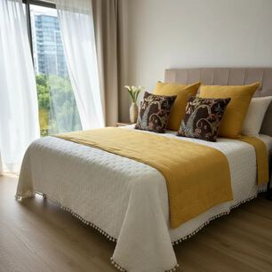 Set Mostaza Natural Jard&iacute;n Boho 7 Piezas King