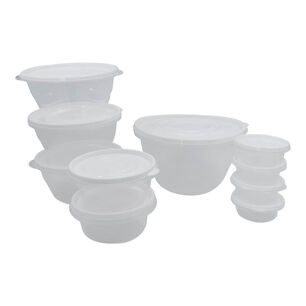 Set De 10 Contenedores De Plastico Tapa Blanca San Bernardo