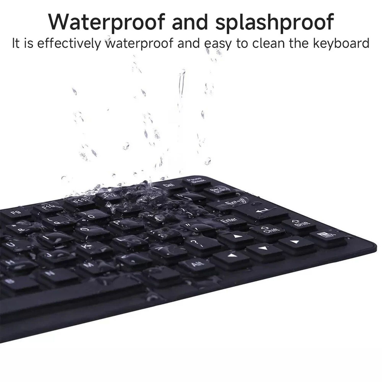 Teclado Flexible Para Viajes Compacto Espacio Reducido Portable Impermeable De Silicona image number 6.0