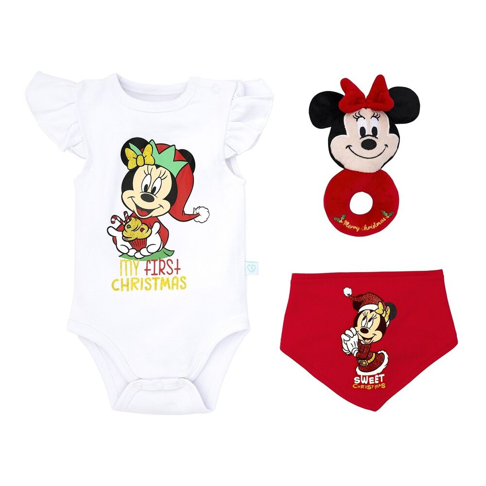 Set 3 Piezas Navidad Disney Rojo Ni&ntilde;a Minnie 9 - 12 Meses image number 1.0
