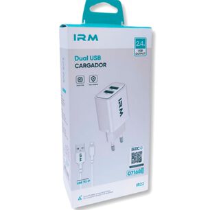 Cargador Dual 2.4 A Irm Con Cable Usb A A Lightning, Blanco Certificado