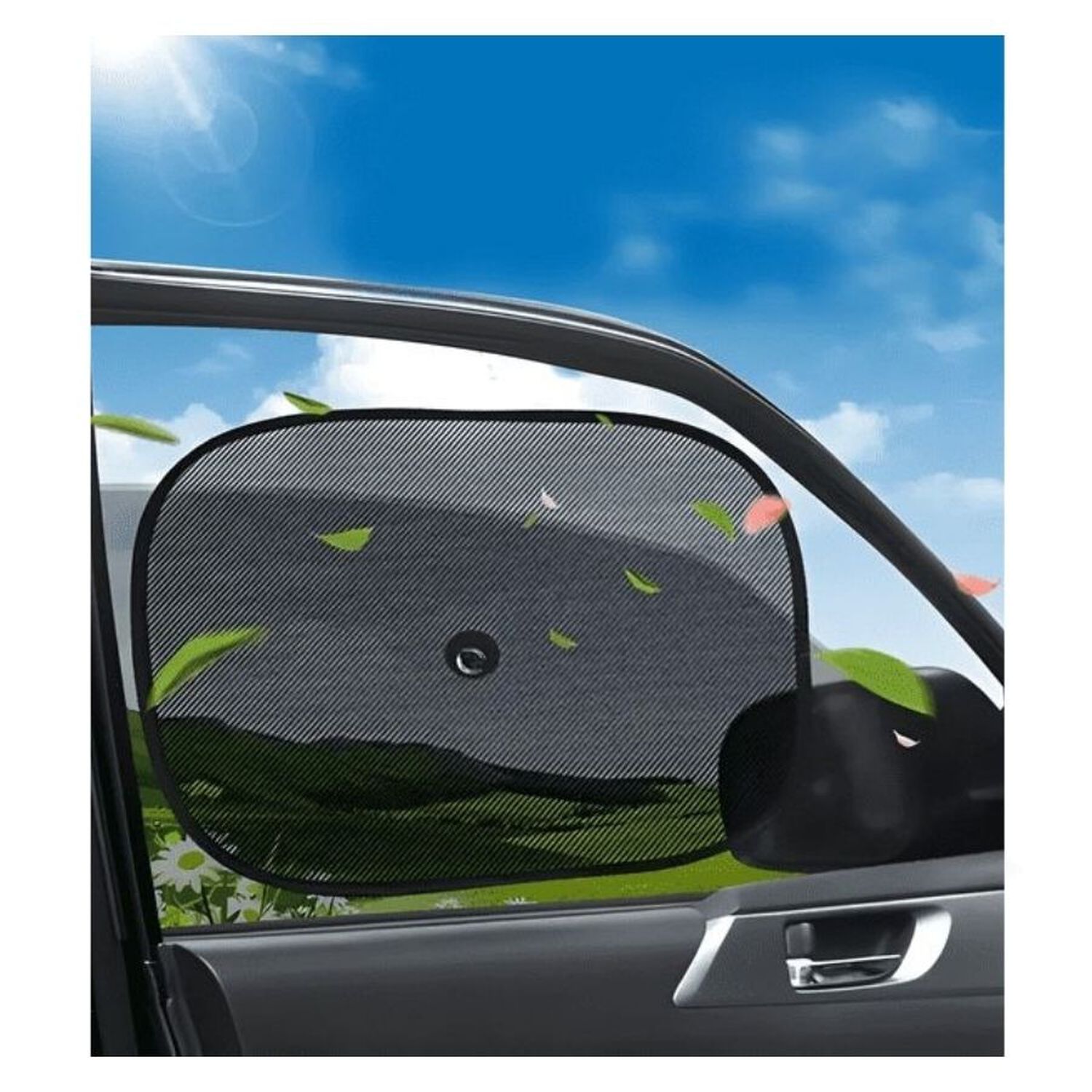 Protector Solar Lateral Para Auto Malla Negra Con Ventosa 44x36cm image number 3.0
