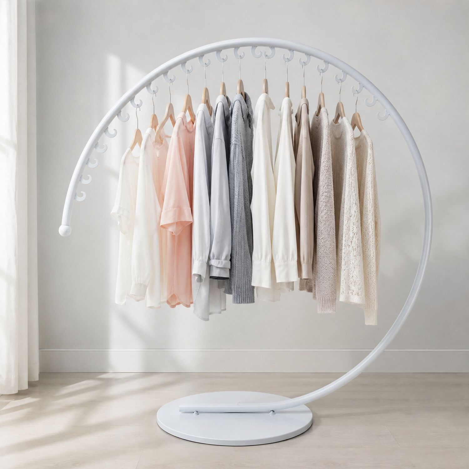 Perchero Colgador Exhibidor Circular Metalico Con 30 Ganchos Color Blanco image number 5.0