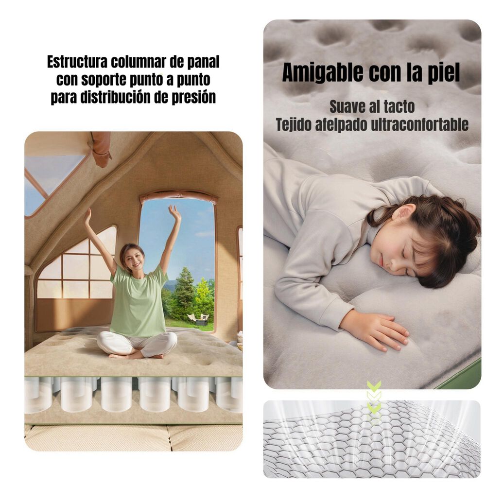 Colch&oacute;n Cama Inflable El&eacute;ctrico Con Coj&iacute;n Bolso 2 Plazas image number 5.0