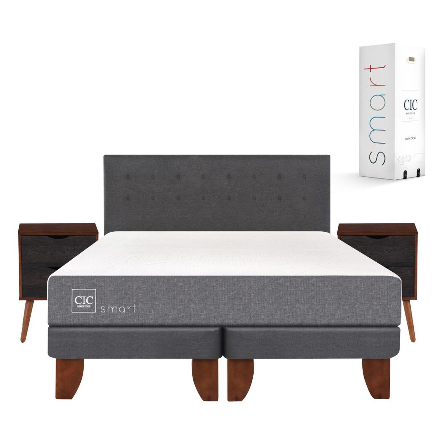 Cama Europea Cic Smart / King / Base Dividida + Set De Maderas image number 0.0