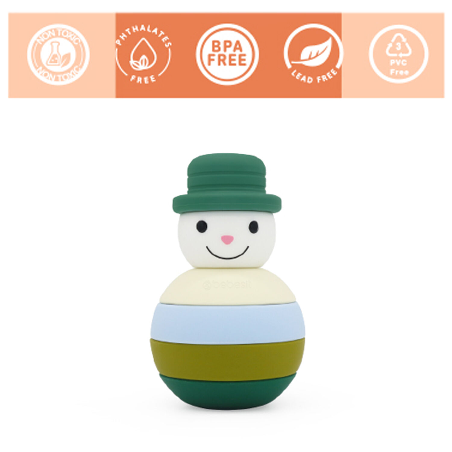Juguete Mu&ntilde;eco Nieve Montessori Silicona Verde image number 2.0