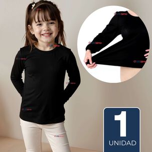 Camiseta De Panty Elástica Manga Larga Segunda Piel Niña Nylon Negro