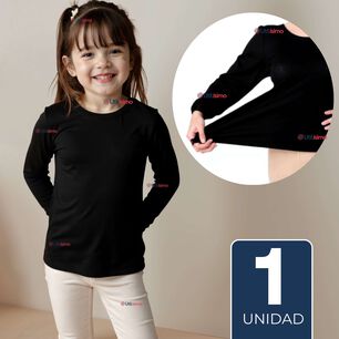 Camiseta De Panty El&aacute;stica Manga Larga Segunda Piel Ni&ntilde;a Nylon Negro