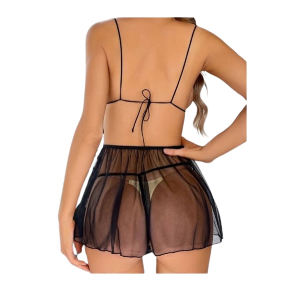 Lenceria Transparente Sexy Babydolls Slip Con Malla 2023 image number 4.0