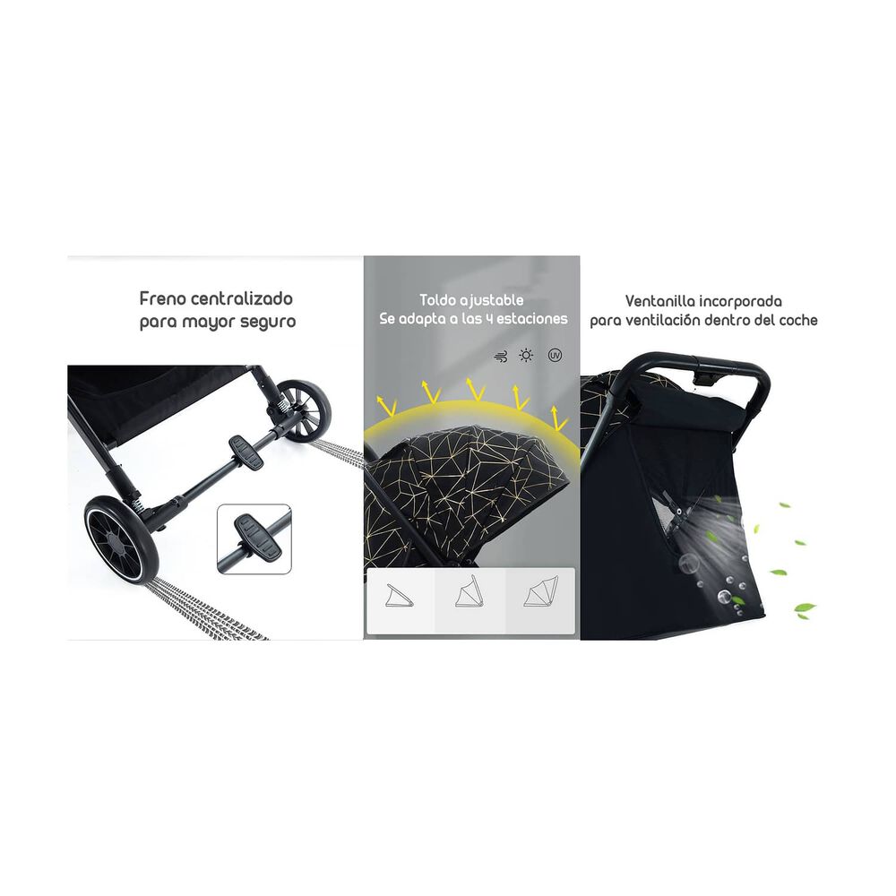 Coche De Paseo &Uacute;ltra Compacto Lubabycas Go Travel Negro image number 2.0
