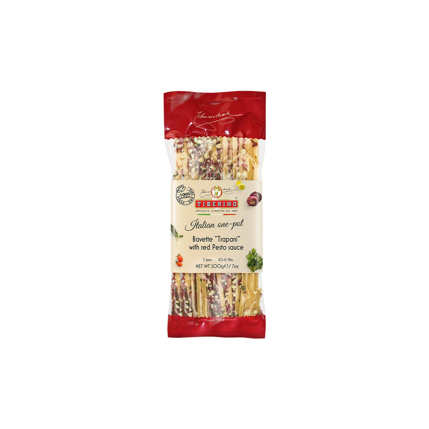 Pasta Bavette Trapani Pesto Rojo Tiberino 1 X 200 Gr image number 0.0