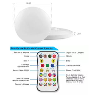 L&aacute;mpara Plafon Led Rgb 24w Sobrepuesto Configurable Control
