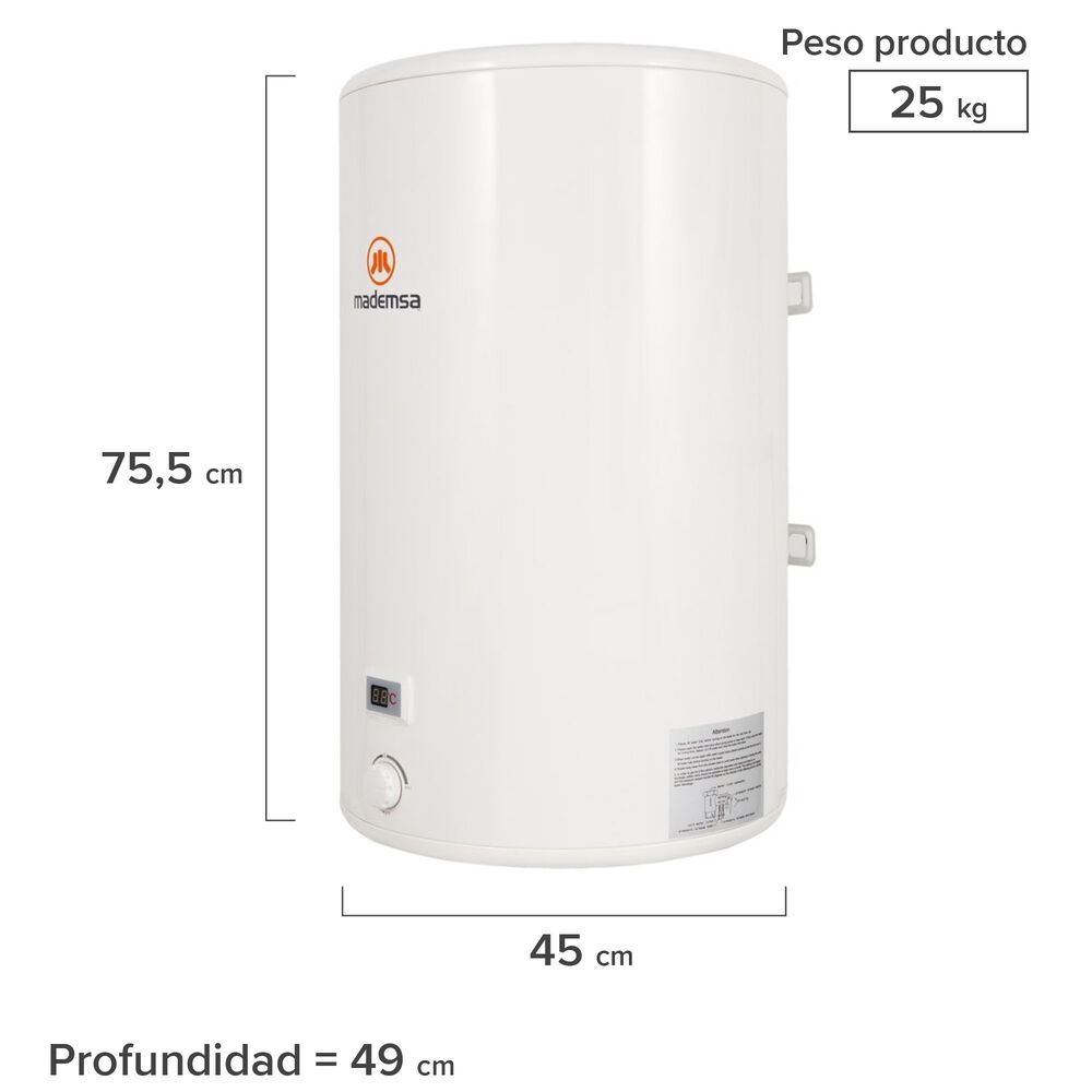 Termo El&eacute;ctrico Mademsa 80 Litros Mural Term 80 Blanco image number 1.0