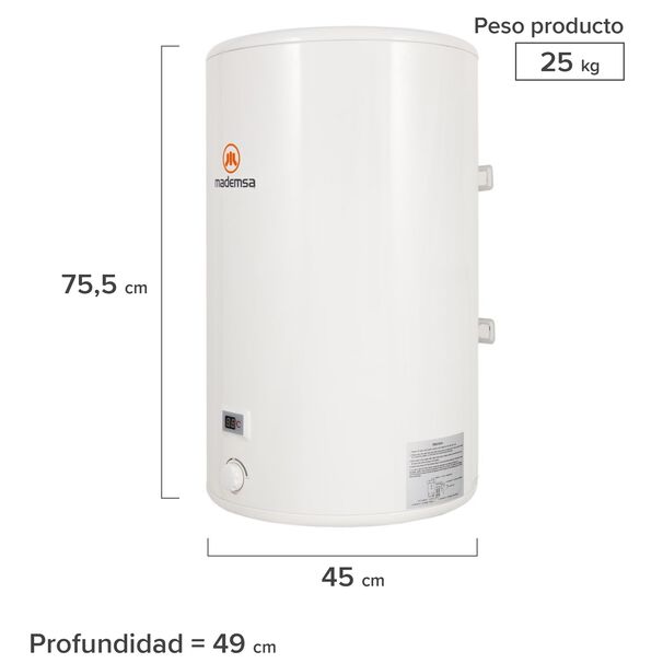 Termo El&eacute;ctrico Mademsa 80 Litros Mural Term 80 Blanco