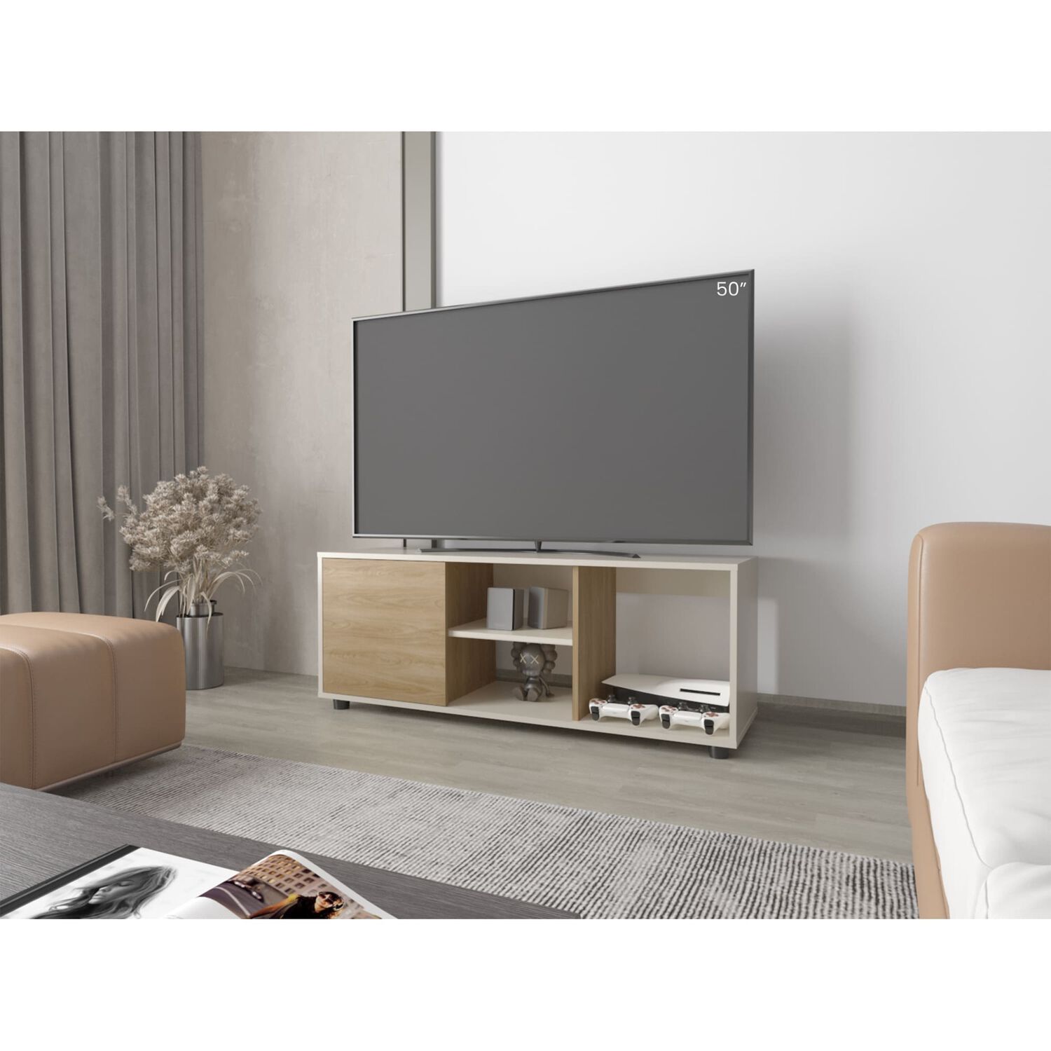 Rack Tv 50" 120,3x34,9x46,7 Cm 1 Puerta Abatible image number 4.0
