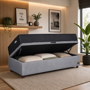 Cama Ba&uacute;l Mons Black / 1.5 Plazas / Base Normal