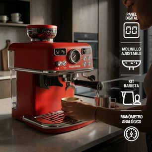 Cafetera Espresso Con Molinillo 21 Bares Con Kit Barista Modelo Parma Marca Telefunken