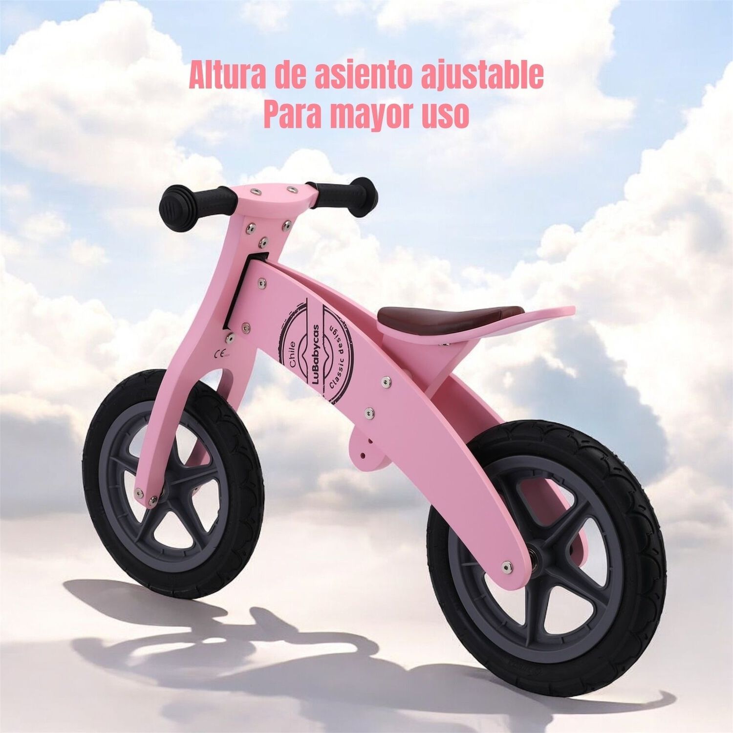 Bicicleta De Equilibrio Madera Wood Lubabycas Rosada image number 2.0
