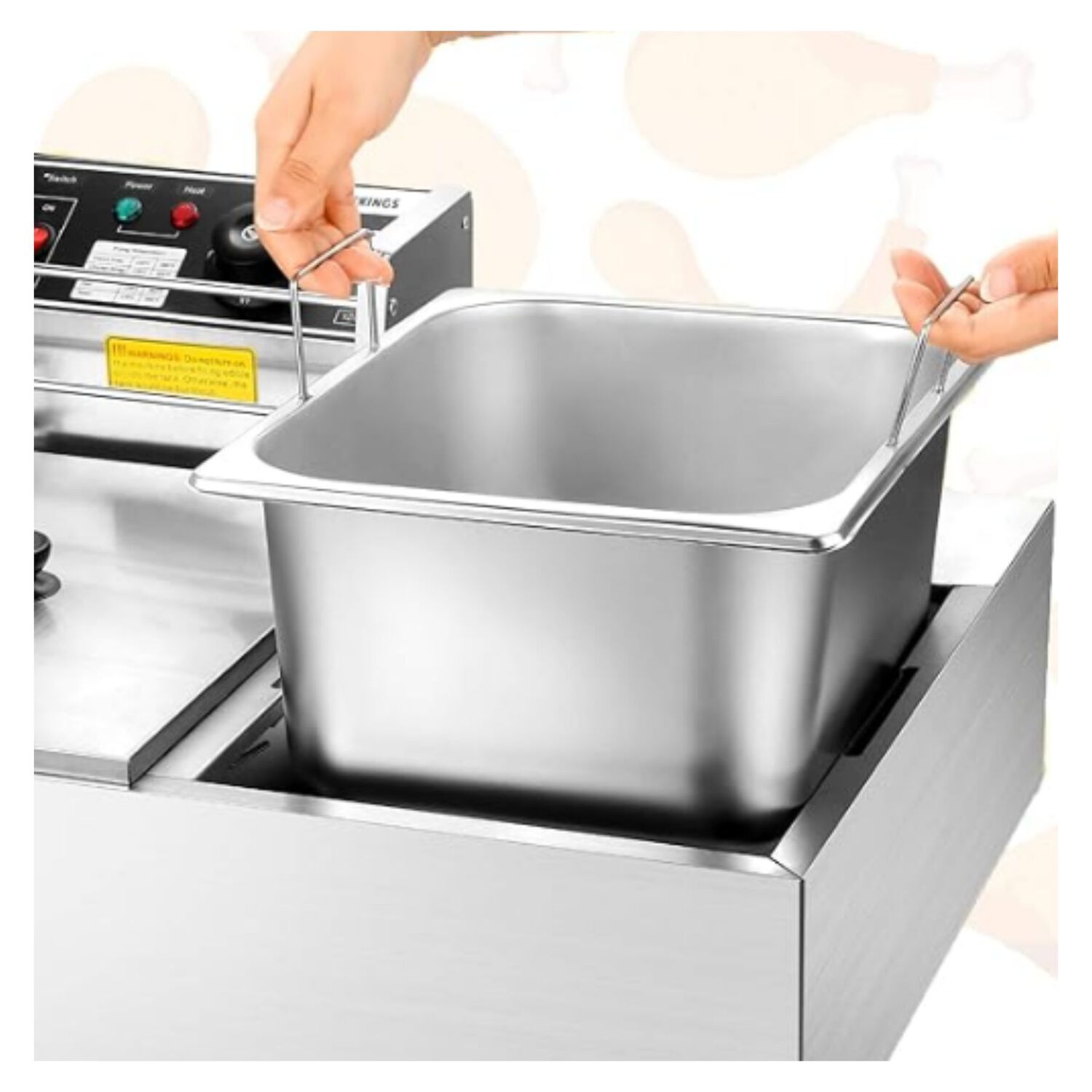 Freidora El&eacute;ctrica 12l Acero Inox 5500w Potente 2 Puestos image number 6.0