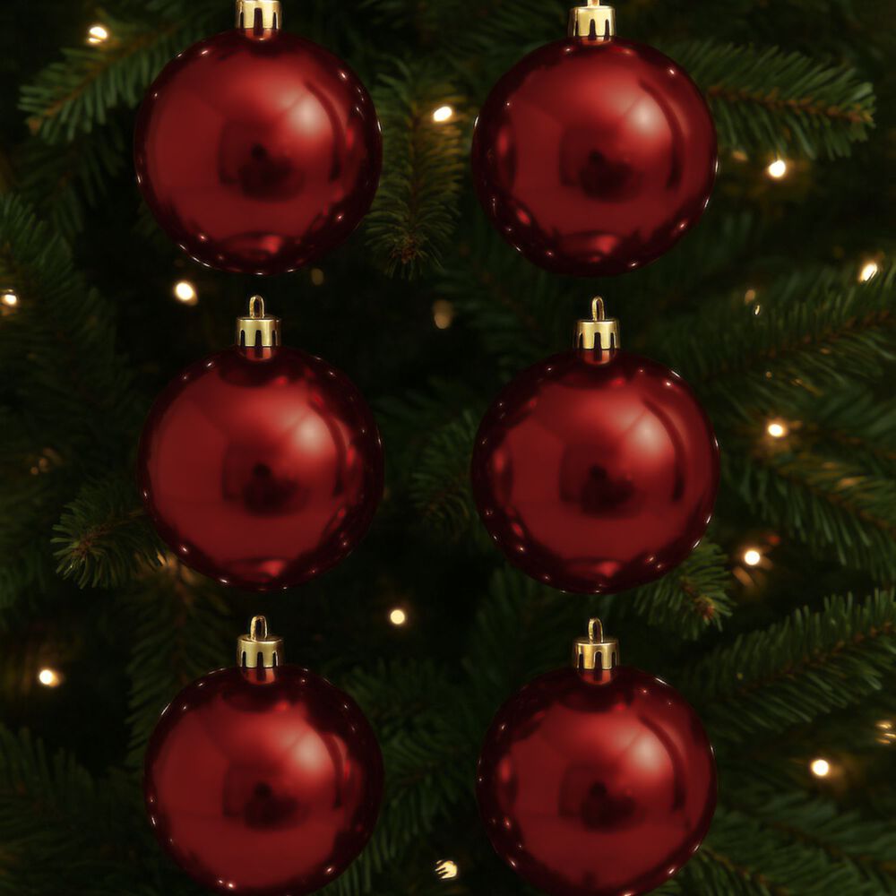 6 Esferas Navideñas Bambalinas 4cm Adorno Vino Decoracion image number 1.0