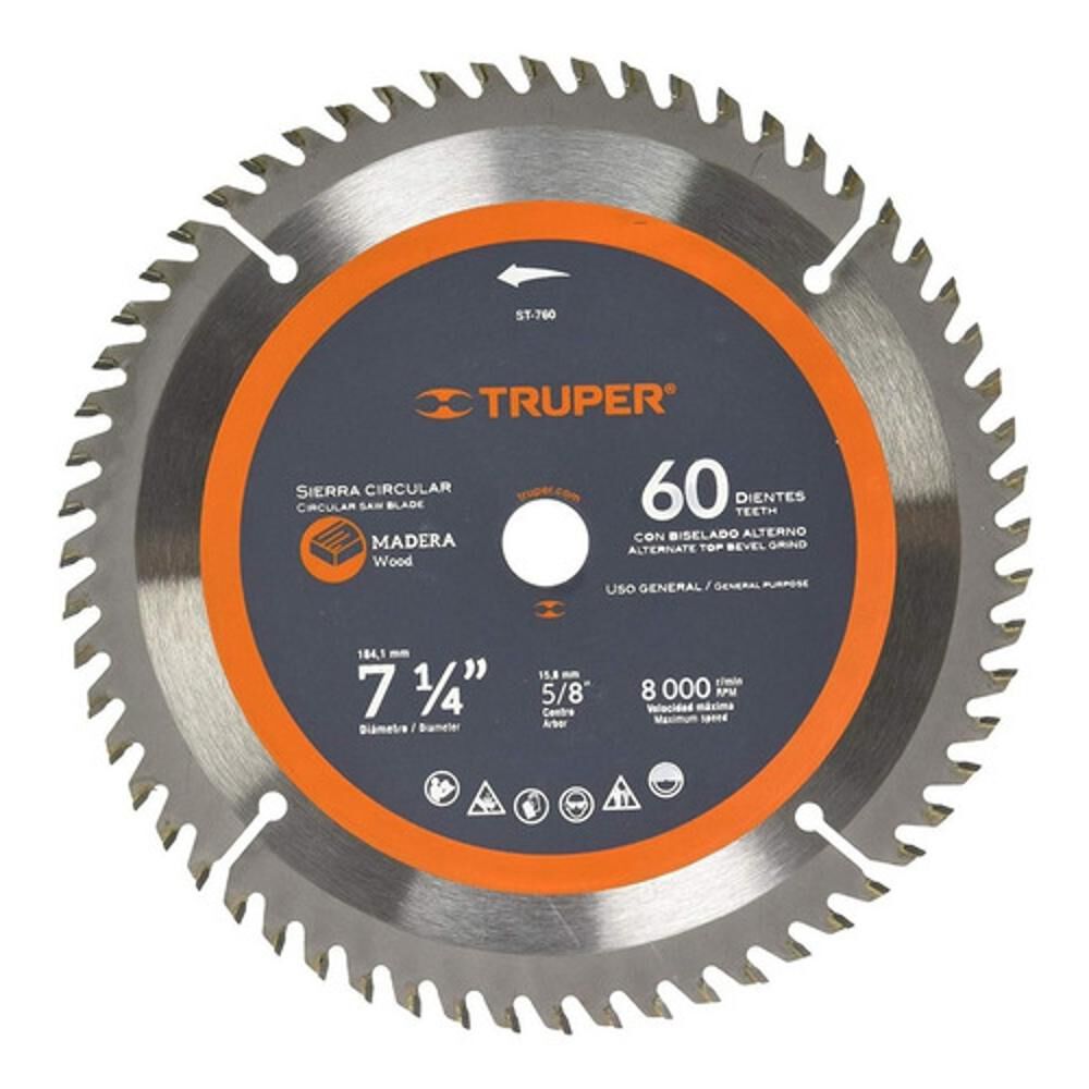 Disco Sierra Circular 60d 185mm/7.1/4" - Truper image number 0.0