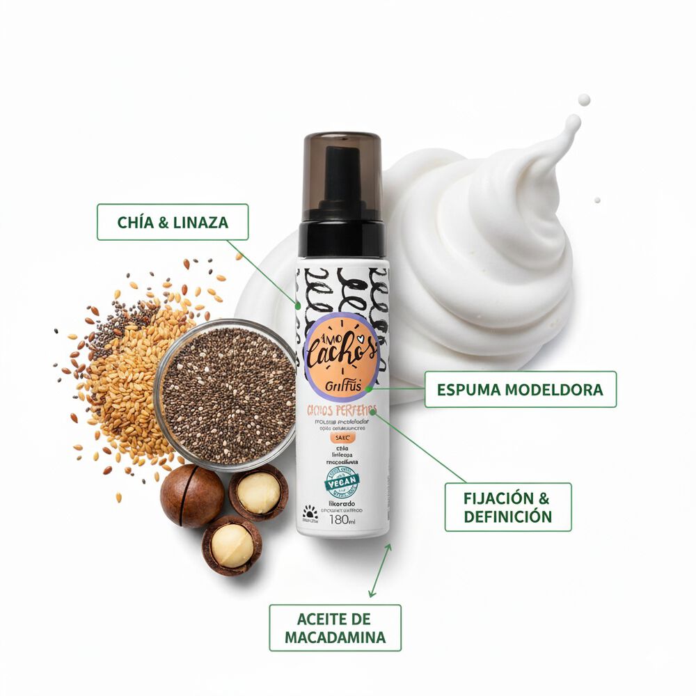 Mousse Modelador De Rizos Perfectos 180ml Griffus image number 2.0
