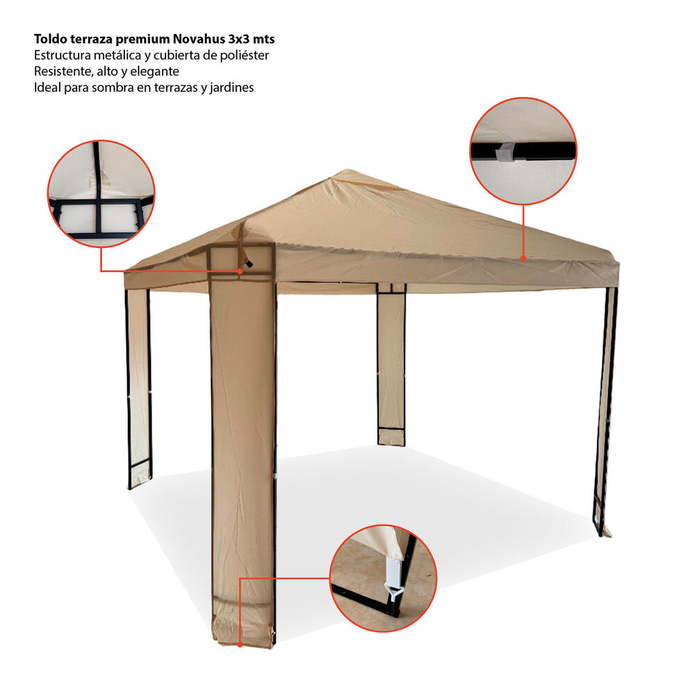Toldo Premium Terraza 3x3m Estructura Metalica Beige image number 3.0
