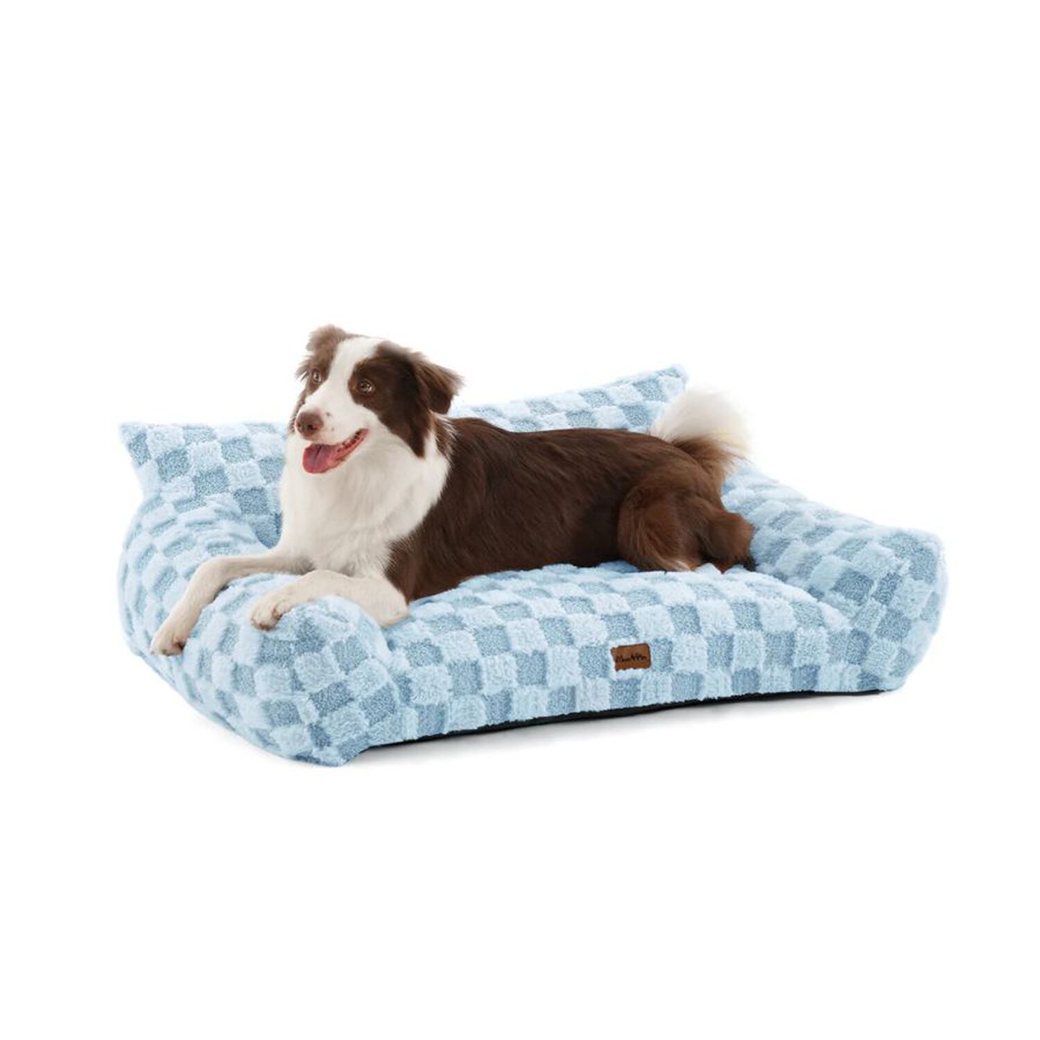 Cama Sof&aacute; Para Perros Y Gatos Dise&ntilde;o Cuadros Azul Lavable Talla M image number 2.0