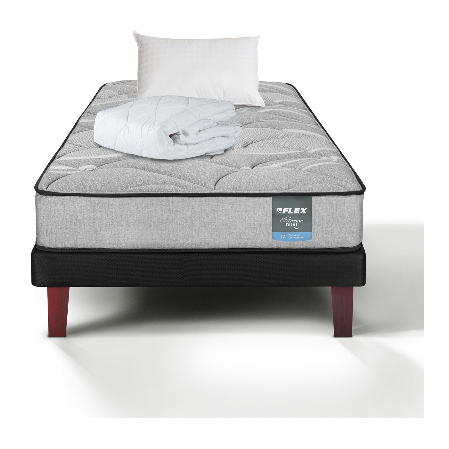 Cama Europea Flex Dream Dual / 1.5 Plazas + Almohada + Cubrecolch&oacute;n image number 0.0