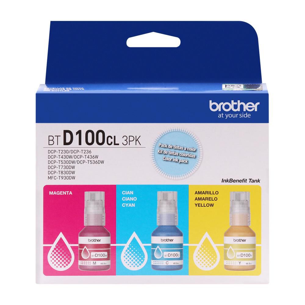 Pack Tinta Color Brother BTD100CL 3PK image number 2.0