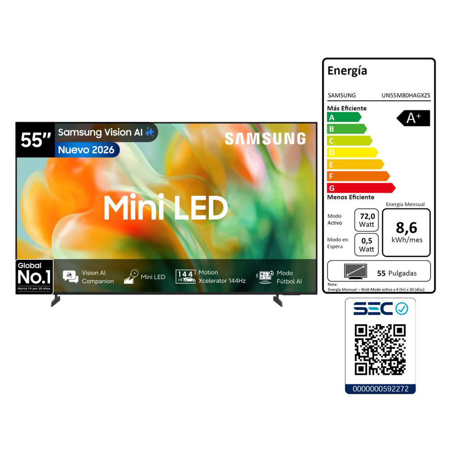 Mini LED 55" Samsung M80H / Ultra HD 4K / Vision AI Smart TV 2026 image number 7.0