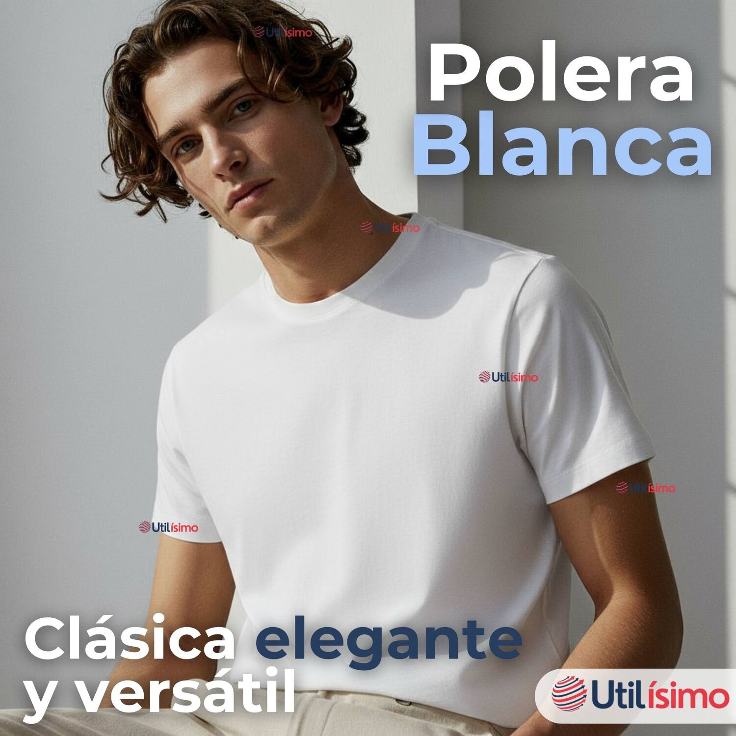 Polera Camiseta 150g Manga Corta 100% Algod&oacute;n Textura Suave Blanco Hombre image number 3.0