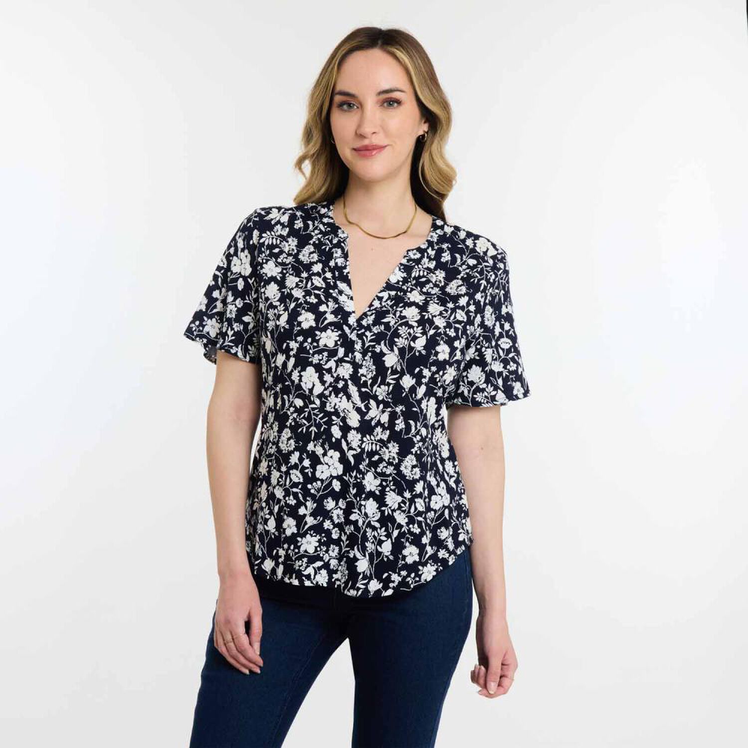 Blusa Full Print Manga Corta Cuello V Mujer Geeps image number 0.0
