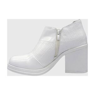Botin Para Mujer Charol Con Taco Blanco