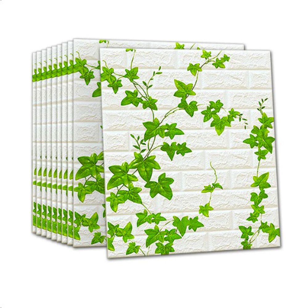 Pack 10 Lamina Papel Mural Autoadhesivo 3d Ladrillo Plantas image number 0.0