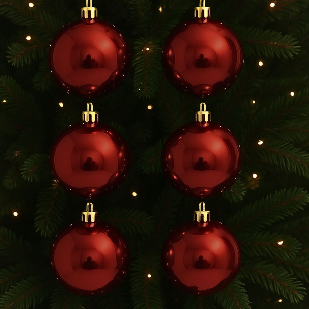 6 Esferas Navideñas Bambalinas Adorno 8cm Vino Decoracion image number 1.0