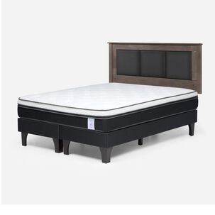 Cama Europea Rosen New Style 6 / King / Base Dividida + Respaldo + Respaldo Rachel Gris