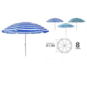 Sombrilla 1.70 Mts Diametro Playa Camping Diseño Rayas Colores Azules