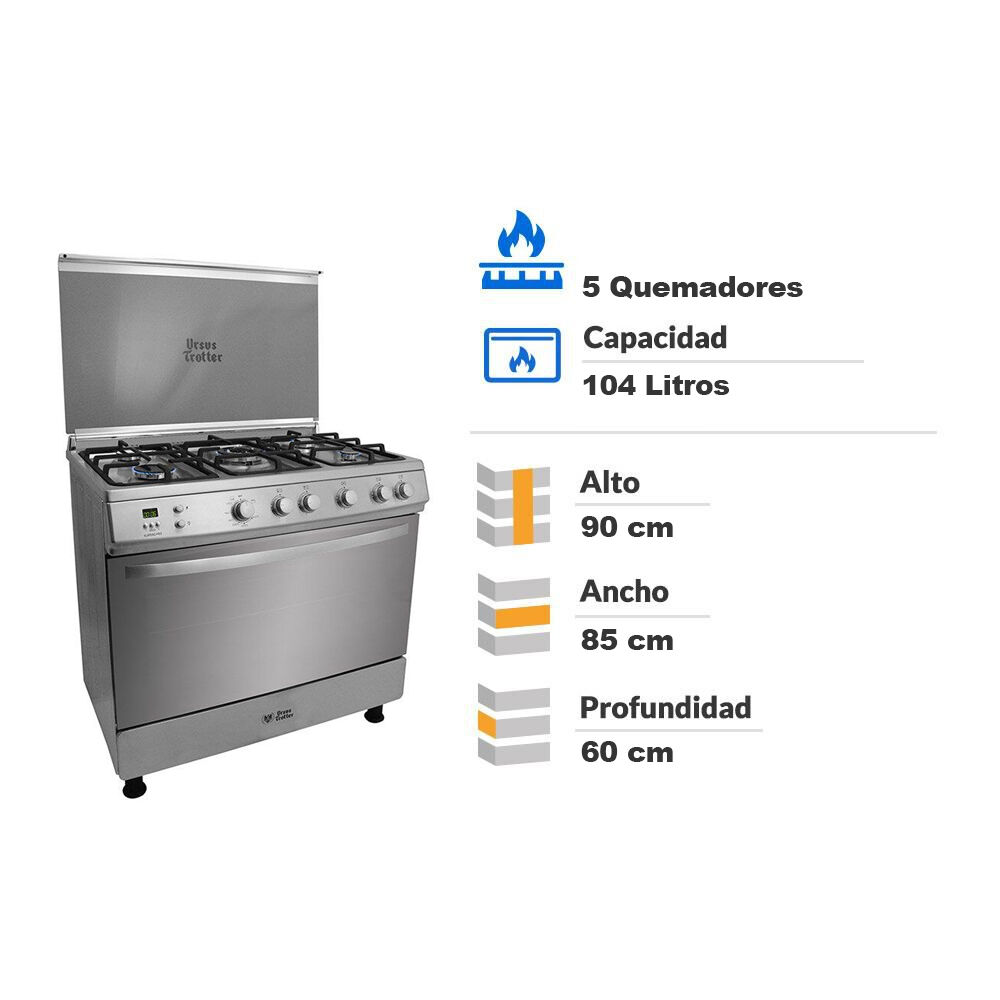 Cocina A Gas Ursus Trotter UT EURO90 PR / 5 Quemadores image number 1.0