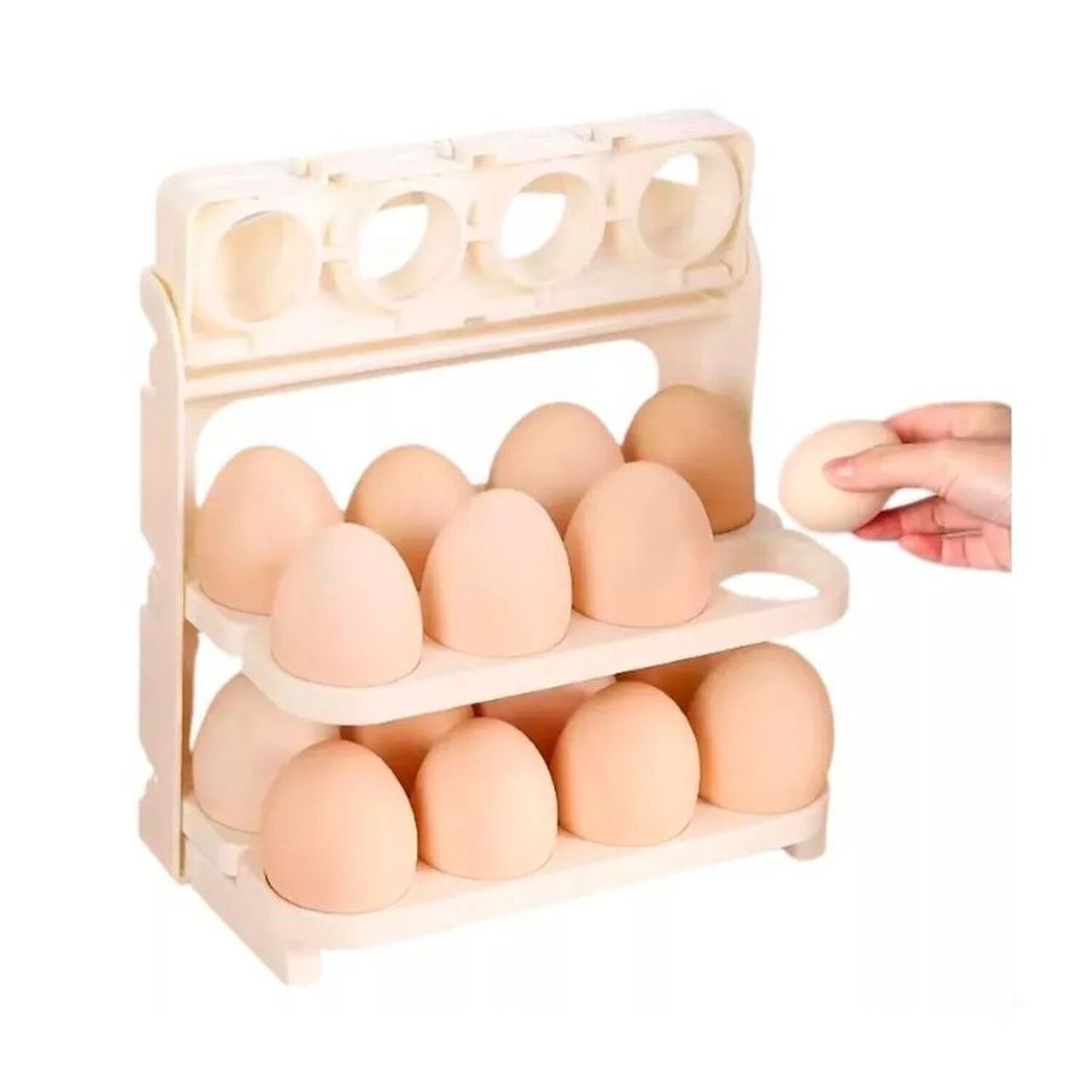 Organizador Porta Huevos Plegable 3 Niveles Soporte Cocina image number 2.0