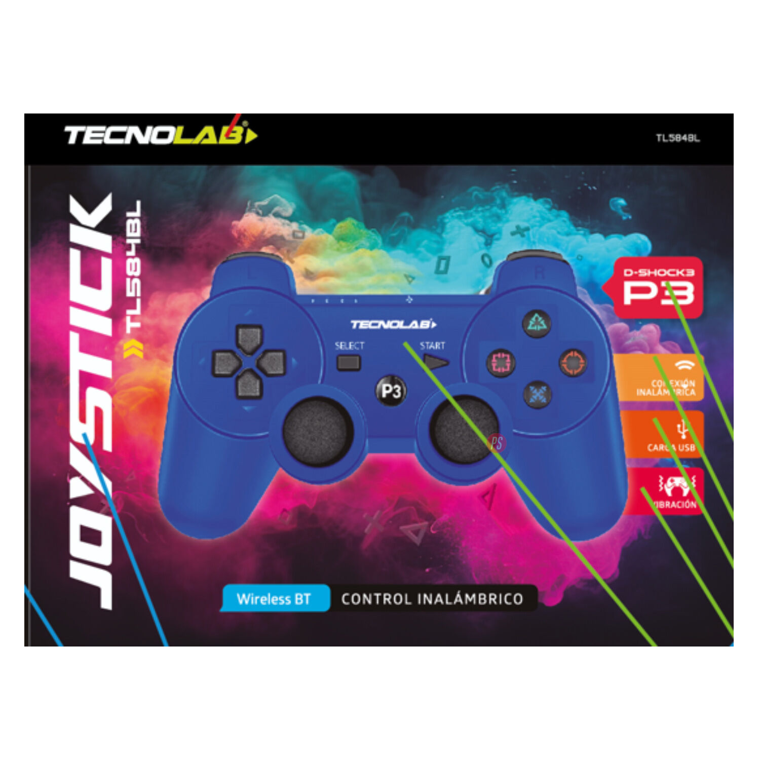 Joystick Compatible Ps3 Con Bluetooth Y Vibraci&oacute;n Azul - Ps image number 2.0
