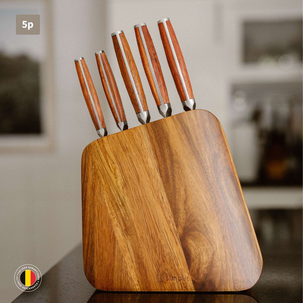 Set Cuchillos Holz 5 Pcs Acero Inoxidable + Taco Simplit image number 3.0