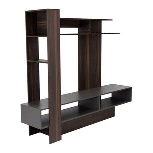 Estante Tv 55" Con 4 Repisas Fm-004o Caf&eacute; Oscuro Y Plomo