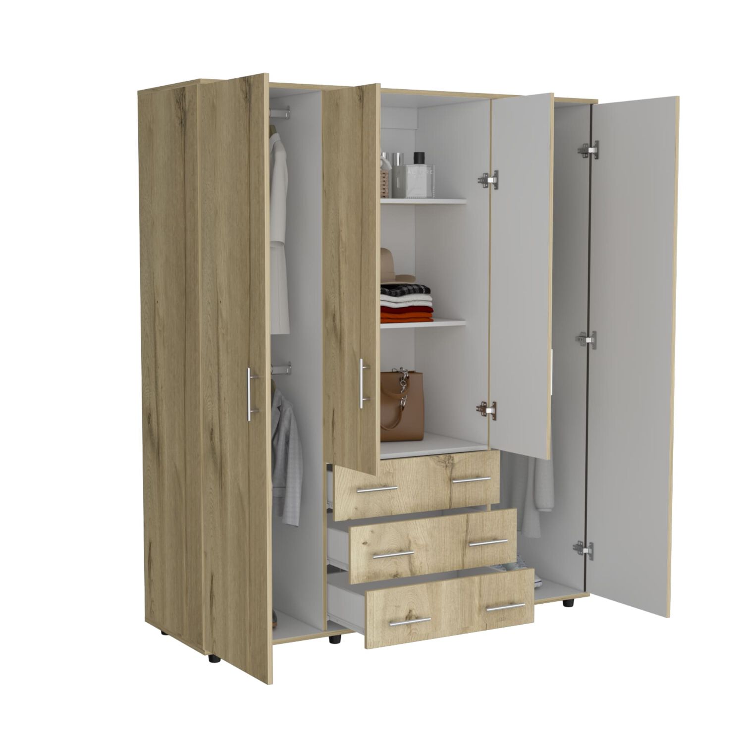 Closet 4 Puertas Caf&eacute; Claro Y Blanco 179x150x49,3 Cm image number 1.0