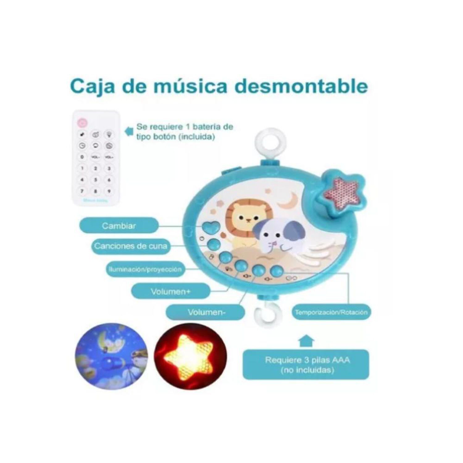 M&oacute;vil De Bebe Sonajero Musical Giratorio 360&deg; Cuna Y Coche image number 3.0